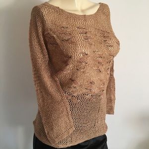 Nic + Zoe boatneck three quarter sleeve crochet sweater